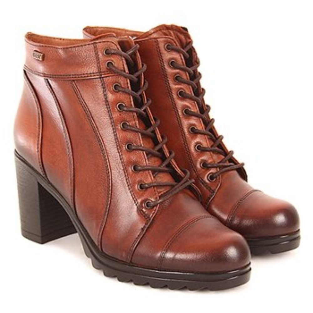 G.Ö.N. Dark Tan Seam Burnished Lace-Up Leather Booties Size EU 37/ US 6.5